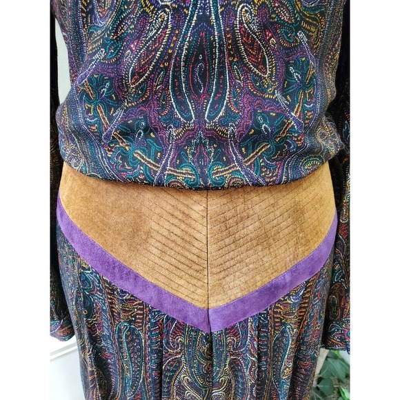 Vintage Joan Sparks for Daniel Barrett Paisley Wool Midi Dress Small - Picture 3 of 15